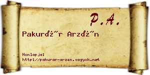 Pakurár Arzén névjegykártya